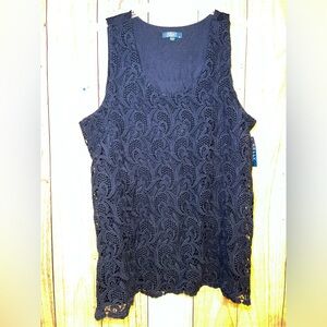 Kelly by Clinton Kelly Navy Blue Lace Tank Top Plus Size 2X NWT